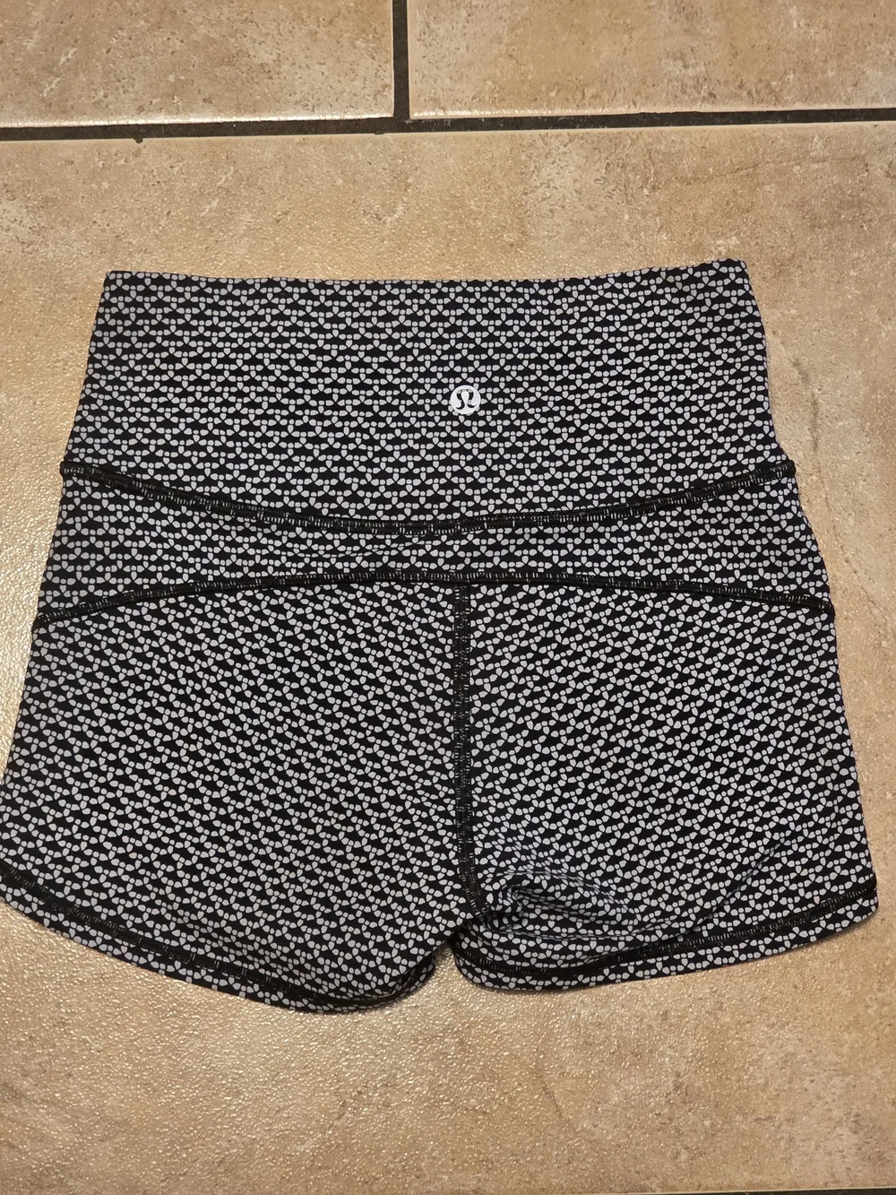 lululemon athletica Black & White Micro-Pattern High-Rise Athletic Shorts